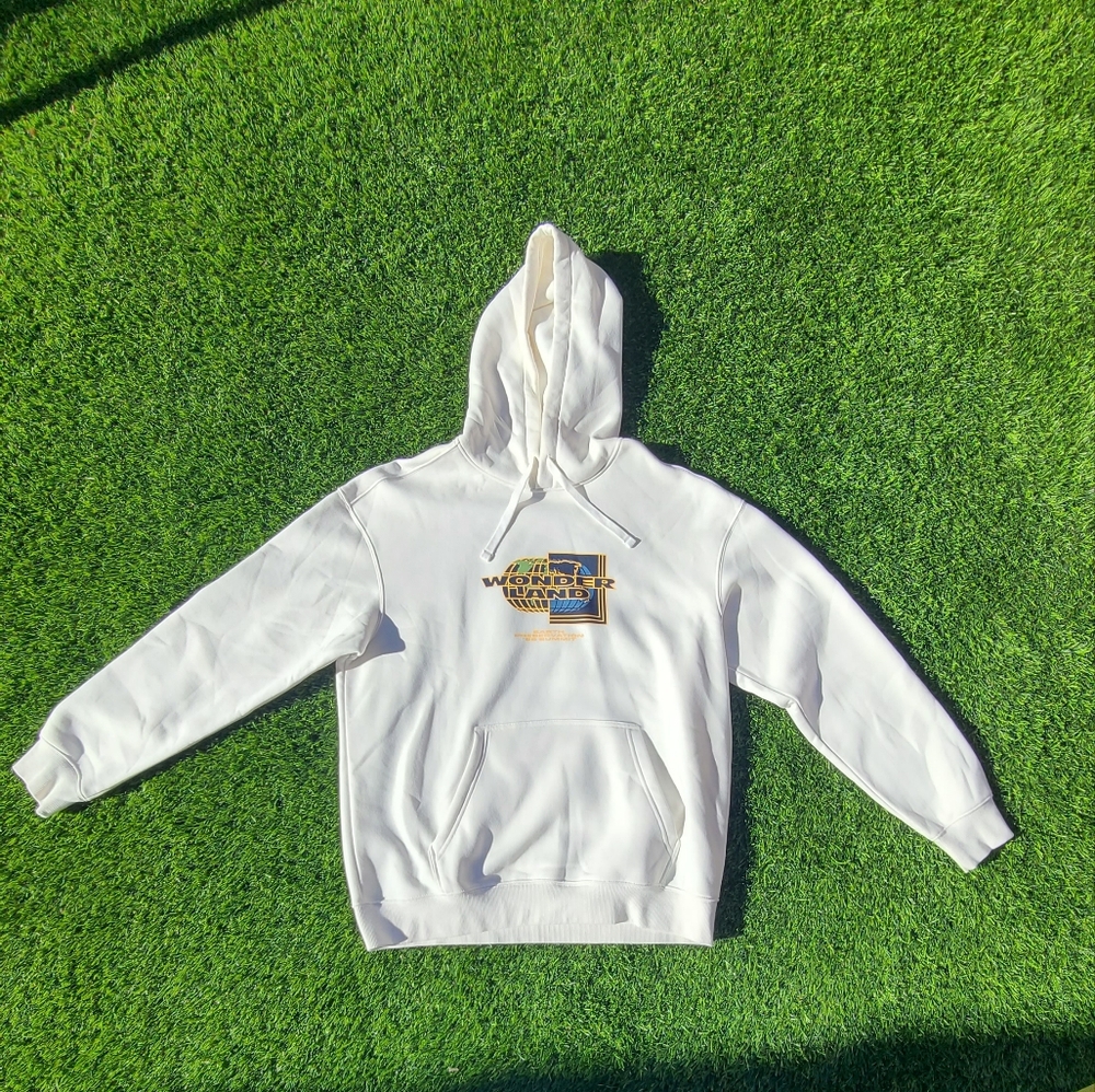 H&M White Hoodie with Embroidered Design
